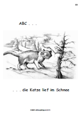 Illustration ABC - Die Katze lief im Schnee